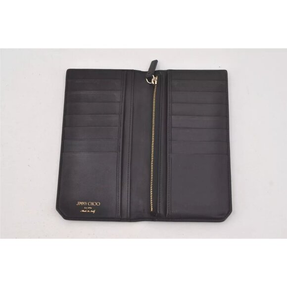 $1095 Authentic JIMMY CHOO Made in ITALY Star Studs Black Leather Bifold Wallet - Picture 3 of 12